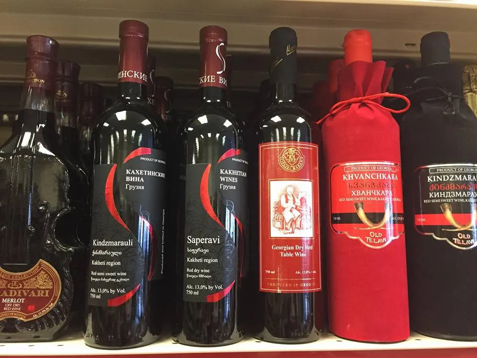 European wines on the shelf